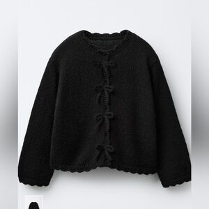 Zara toddler girl black sweater with bows 3T